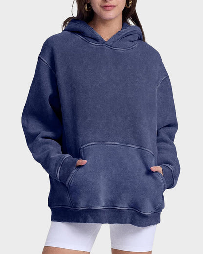Oversized Unisex Acid Wash Hoodie Pullover