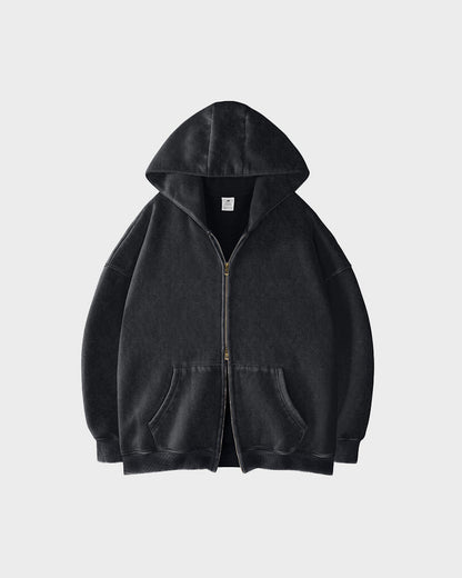 Oversized Unisex Acid Wash Zip Hoodie
