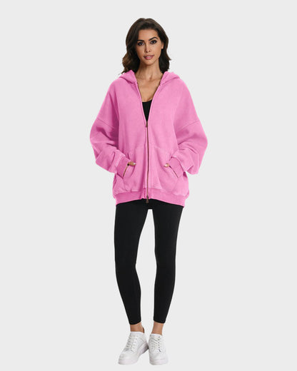 Oversized Unisex Acid Wash Zip Hoodie