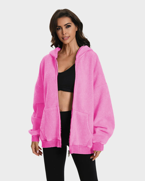 Oversized Unisex Acid Wash Zip Hoodie