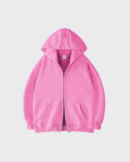 Oversized Unisex Acid Wash Zip Hoodie
