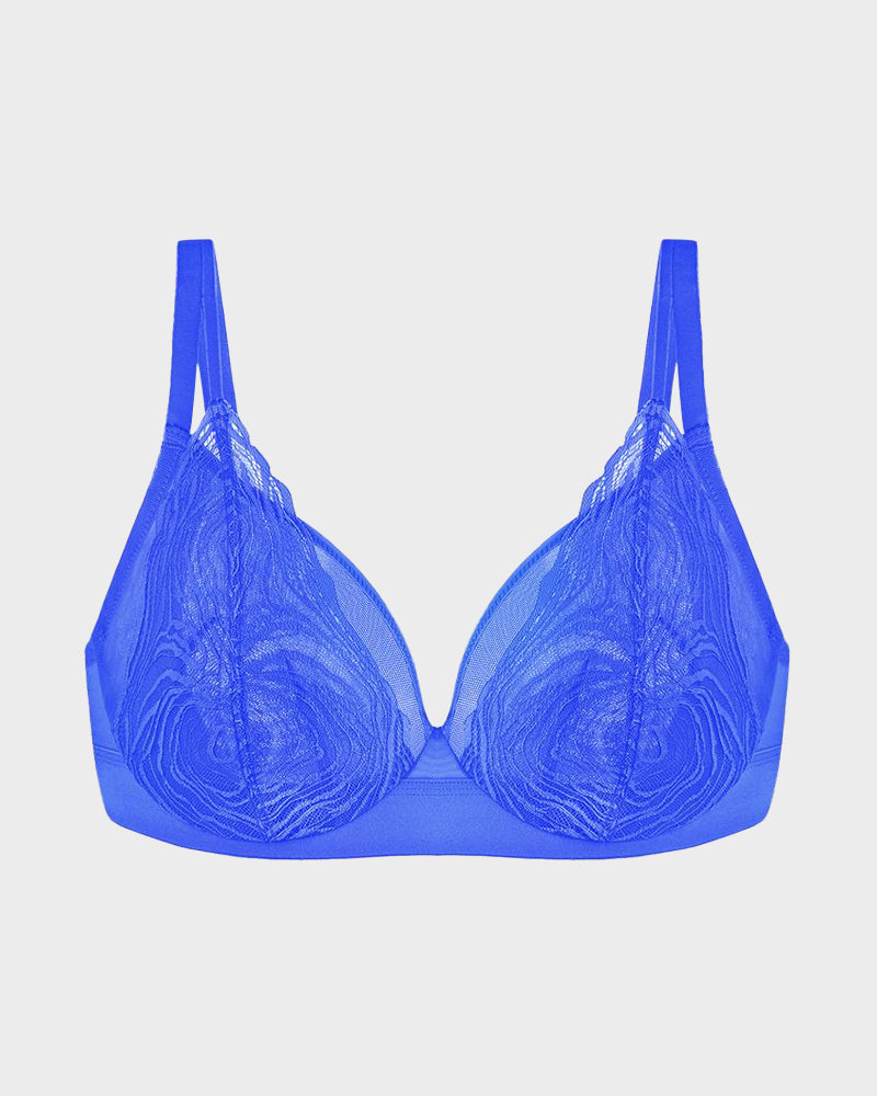 Plus Size Lace Mesh Full-Coverage Underwire Bra