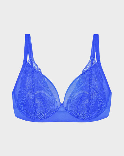Plus Size Lace Mesh Full-Coverage Underwire Bra