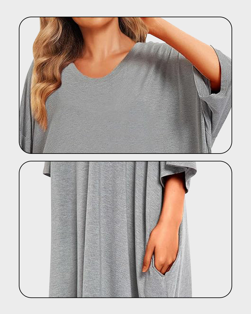 Plus Size Ultra-Soft Oversized Shirt Sleepwear with Pockets