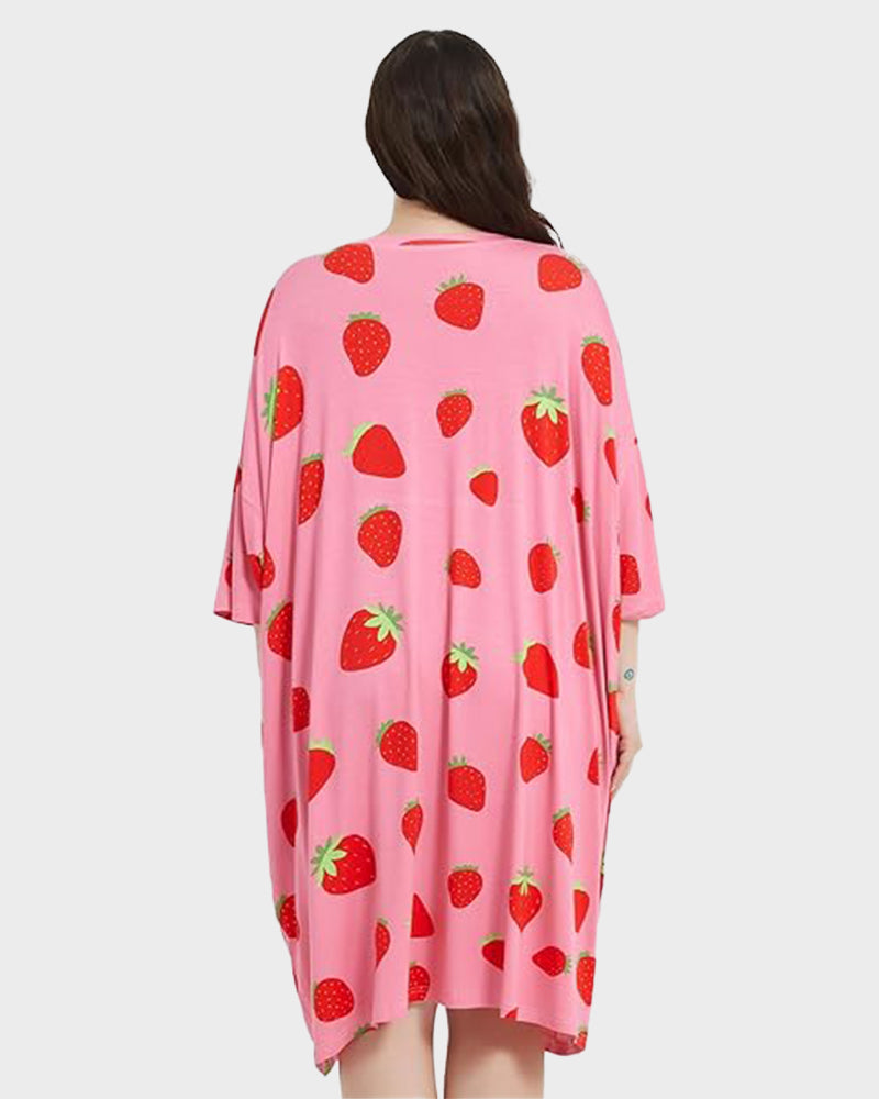 Plus Size Ultra-Soft Oversized Shirt Sleepwear with Pockets