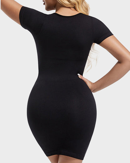 Sculpting Square Neck Seamless Ribbed Mini Dress