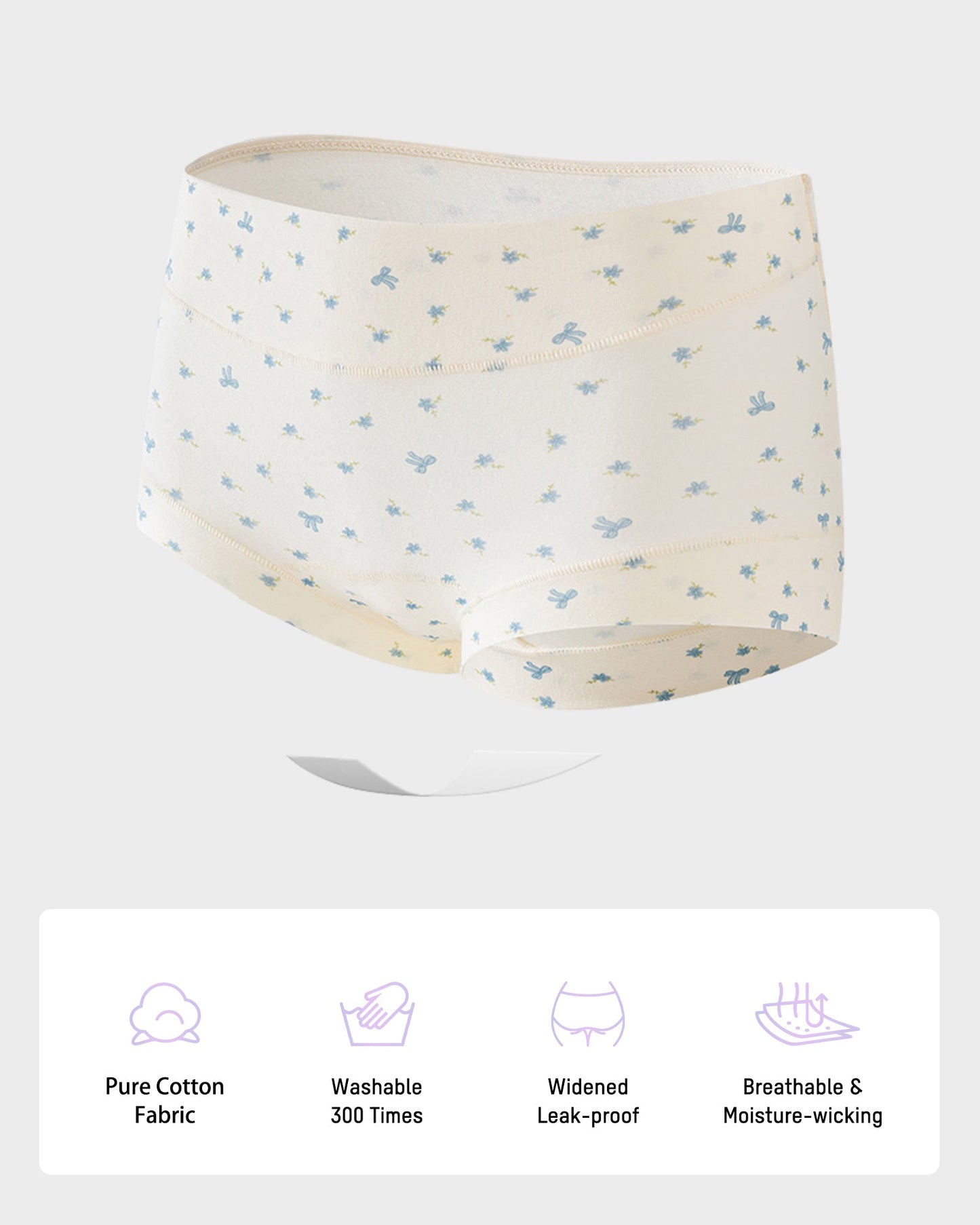 Seamless Antibacterial Cotton Boxer Panties (5 Pack)