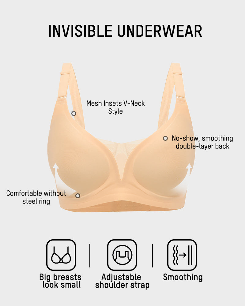 Soutien-gorge invisible et fin avec panneaux en maille sans coutures