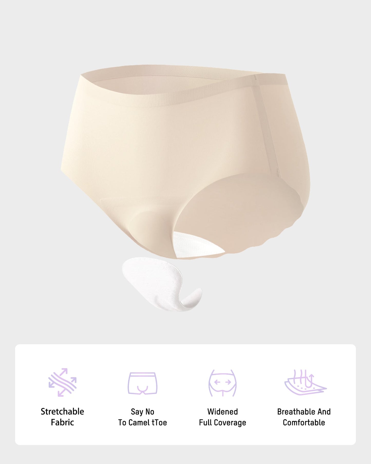 Seamless No Camel Toe Silk Antibacterial Gusset Panties (5 Pack)