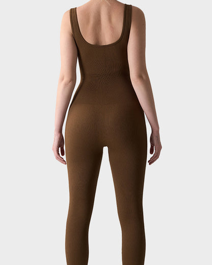 Seamless Square Neck Sculpting Sport Jumpsuit