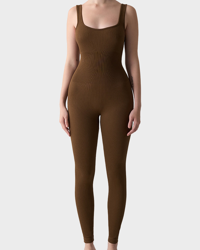 Seamless Square Neck Sculpting Sport Jumpsuit