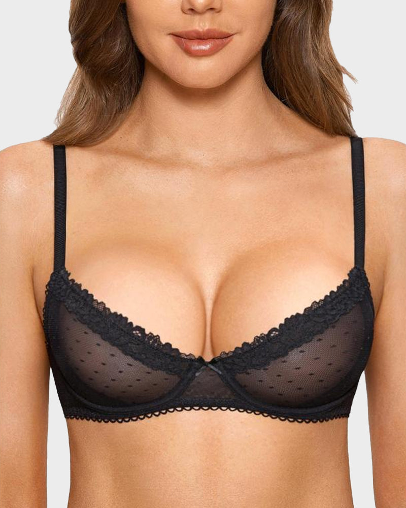 See-Through Lace Balconette Bra