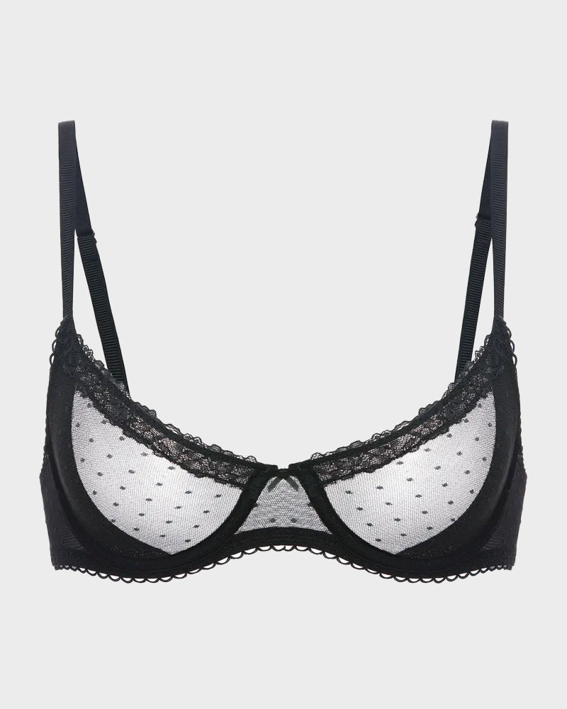 See-Through Lace Balconette Bra