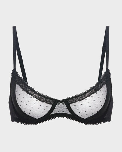 See-Through Lace Balconette Bra