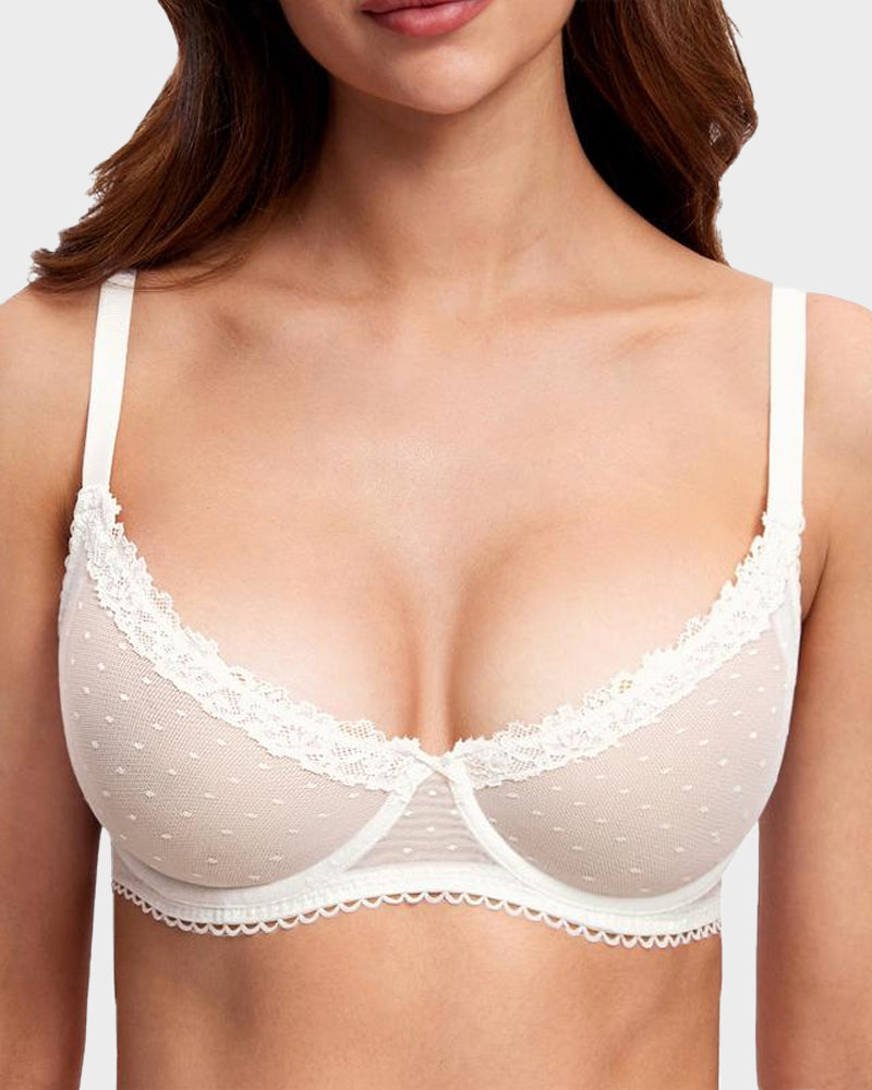 See-Through Lace Balconette Bra