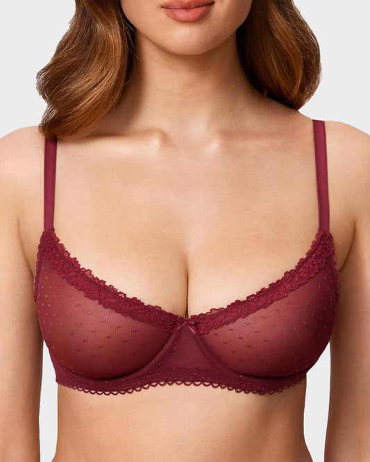 See-Through Lace Balconette Bra