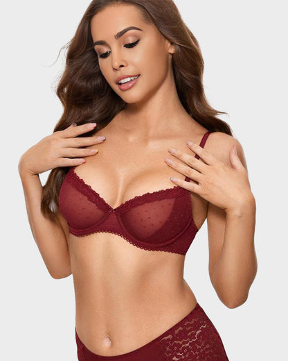 See-Through Lace Balconette Bra