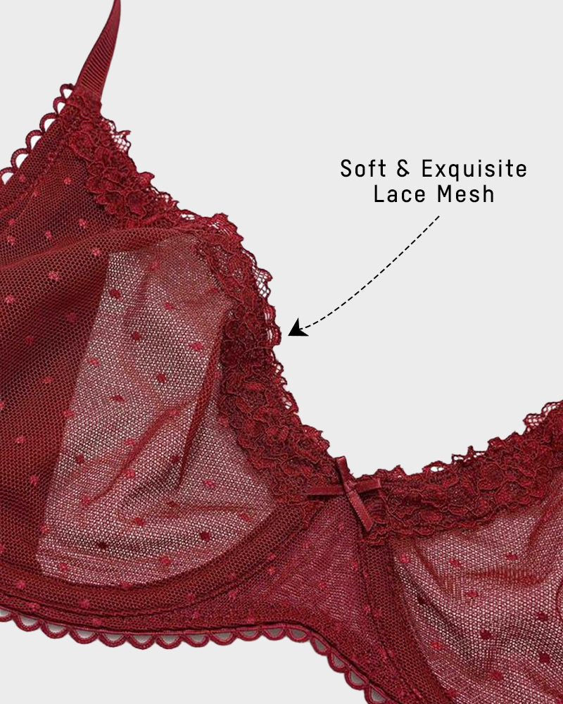 See-Through Lace Balconette Bra