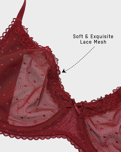 See-Through Lace Balconette Bra