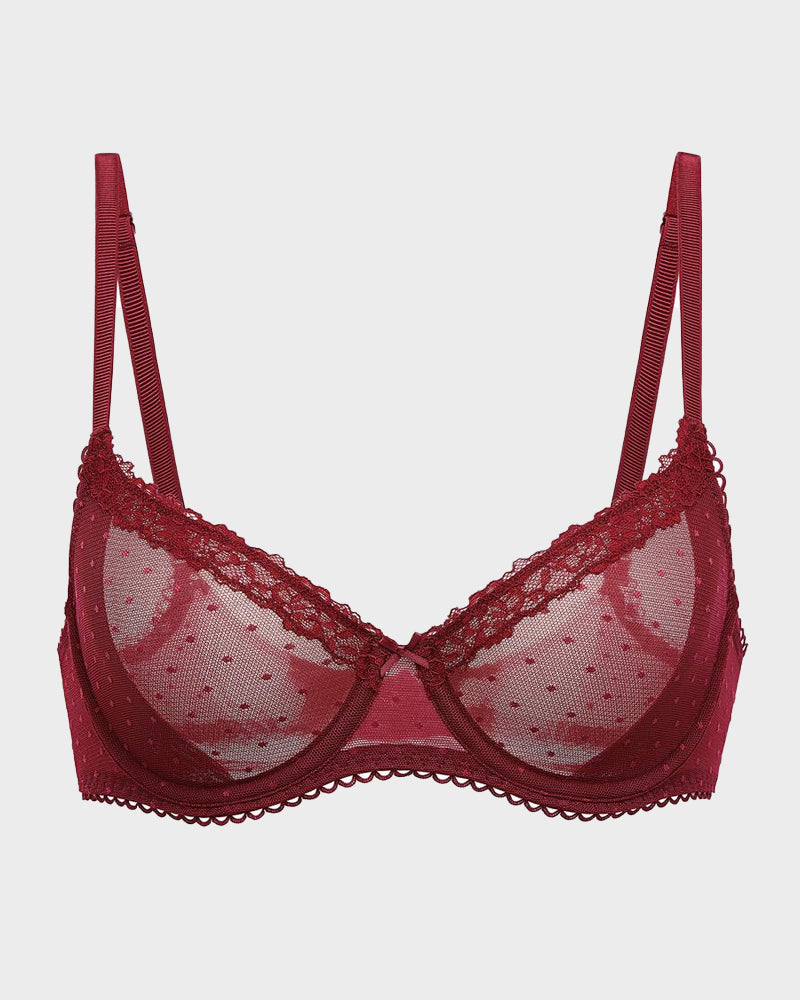 See-Through Lace Balconette Bra
