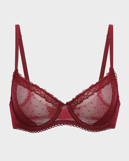 See-Through Lace Balconette Bra