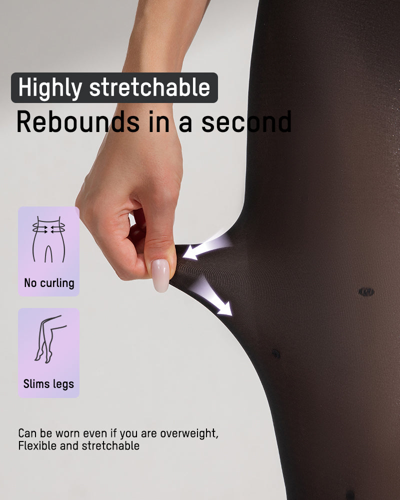 Semi-Sheer Black Polka Dot High-Waist Tights