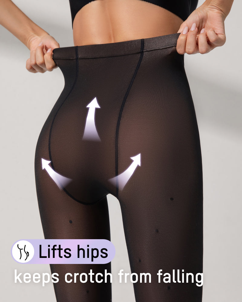 Semi-Sheer Black Polka Dot High-Waist Tights