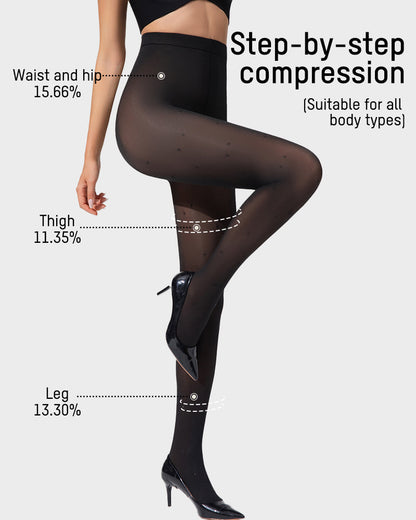 Semi-Sheer Black Polka Dot High-Waist Tights