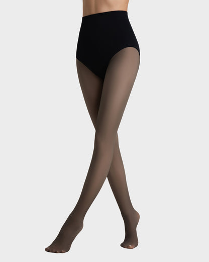 Semi-Sheer Black High-Waist Shaping Tights – Thin & Fleece-Lined