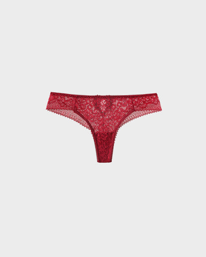 Floral Lace Cut-Out Thong Panties