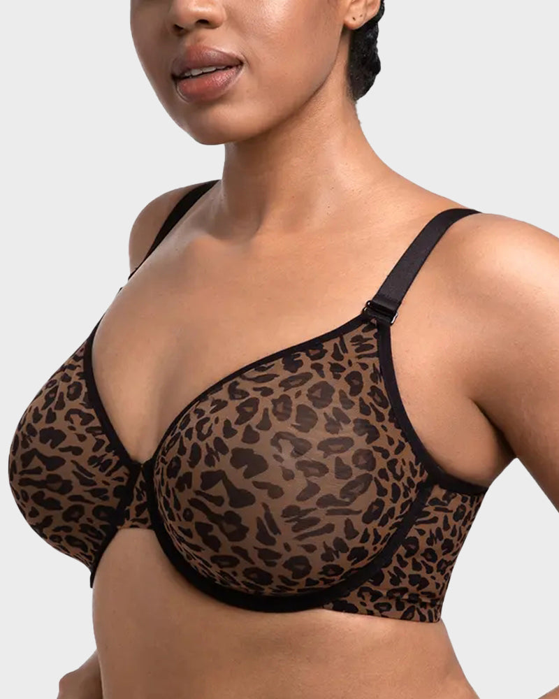 Sheer Zebra Mesh Unlined Underwire Bra