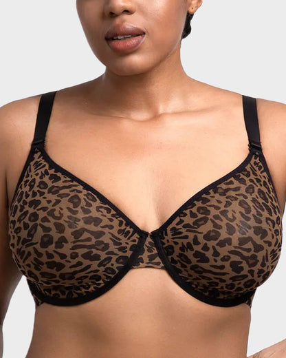 Sheer Zebra Mesh Unlined Underwire Bra