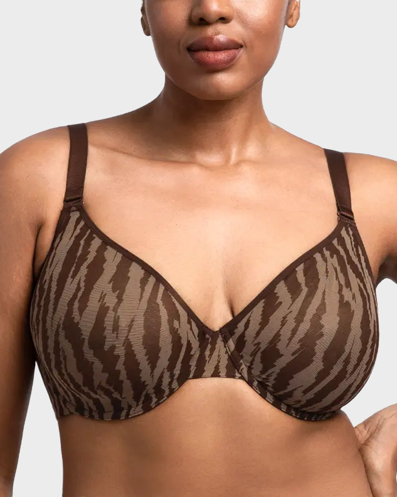Sheer Zebra Mesh Unlined Underwire Bra