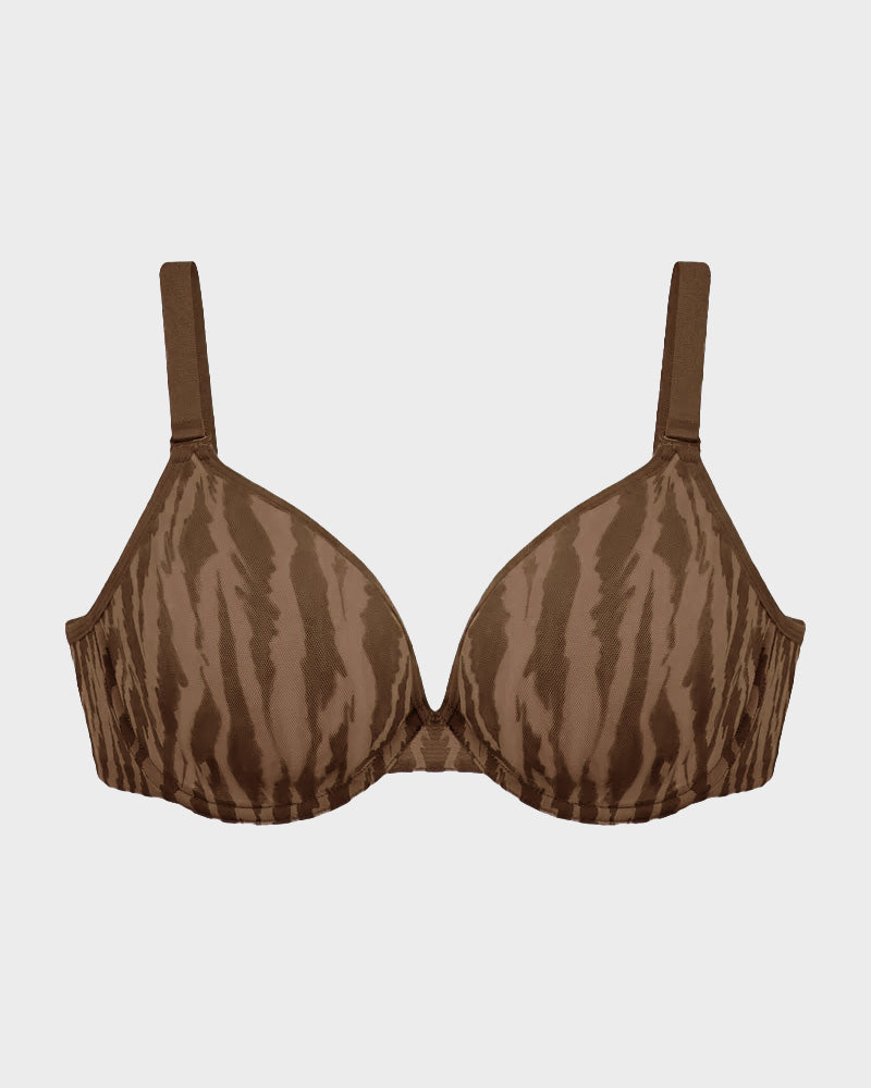 Sheer Zebra Mesh Unlined Underwire Bra