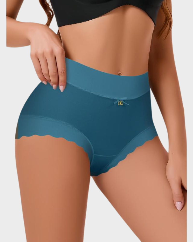 Silky High-Waist Seamless Briefs With Scalloped Edges (6 pack)