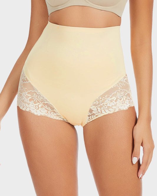 Smooth High-Waisted Sheer Lace Sculpting Brief (2 Pack)