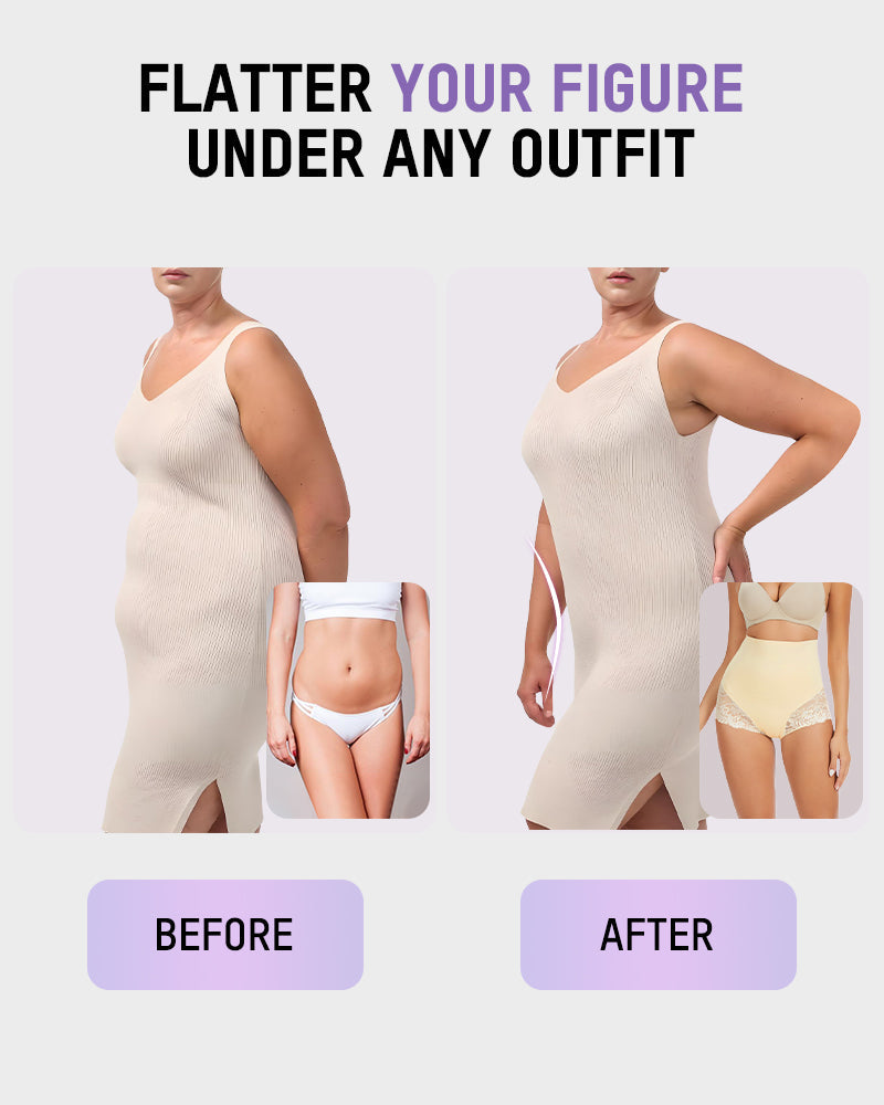 Smooth High-Waisted Sheer Lace Sculpting Brief (2 Pack)