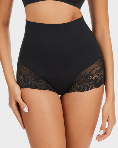Smooth High-Waisted Sheer Lace Sculpting Brief (2 Pack)