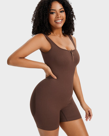 Snap Button Shaping Shorts Bodysuit