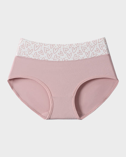 Soft Cotton Heart Print High-Waist Panties (6 Pack)