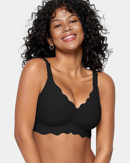 Soutien-gorge sans armatures en gel, couvrance totale et bords festonnés