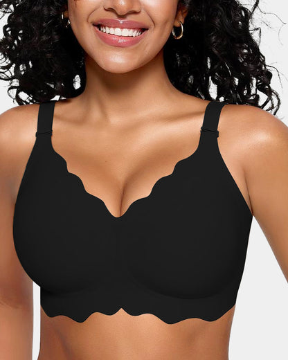 Soutien-gorge sans armatures en gel, couvrance totale et bords festonnés