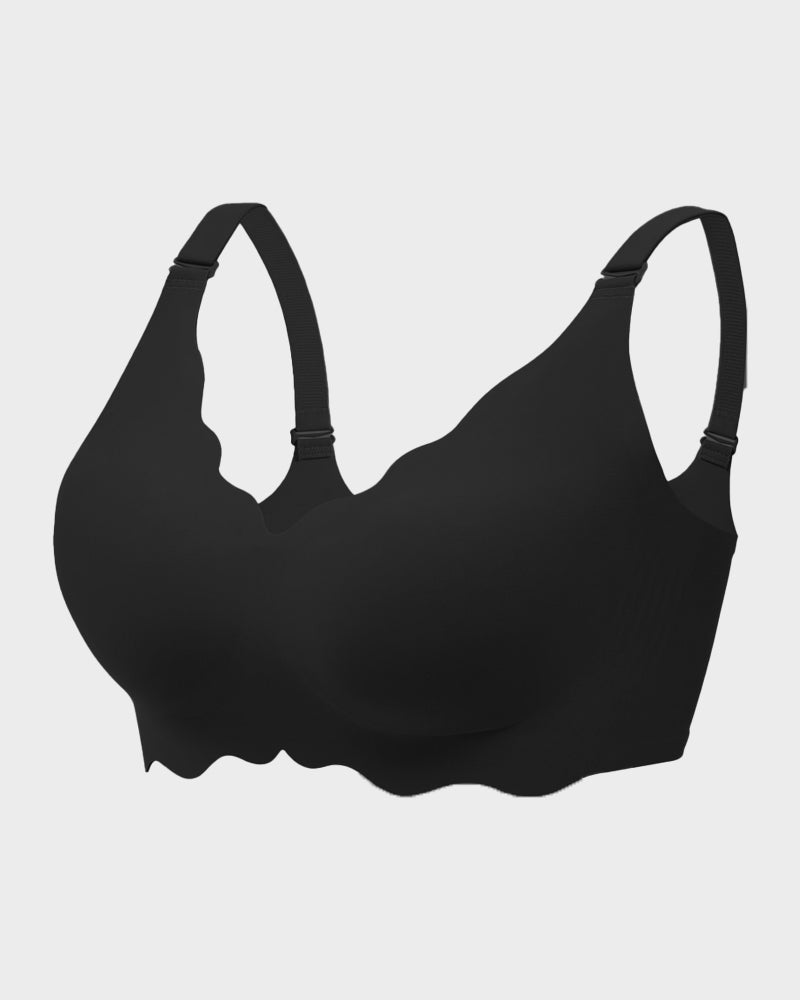 Soutien-gorge sans armatures en gel, couvrance totale et bords festonnés
