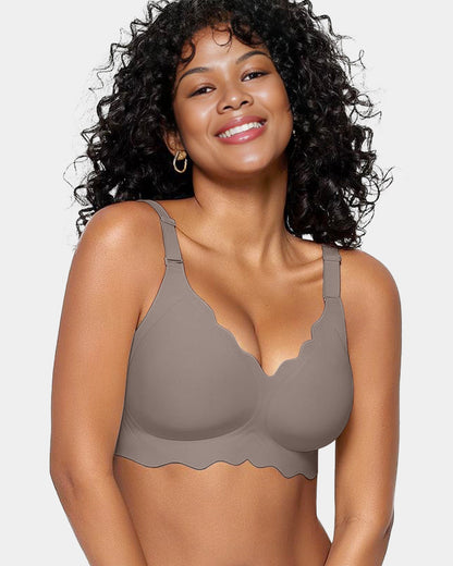Soutien-gorge sans armatures en gel, couvrance totale et bords festonnés