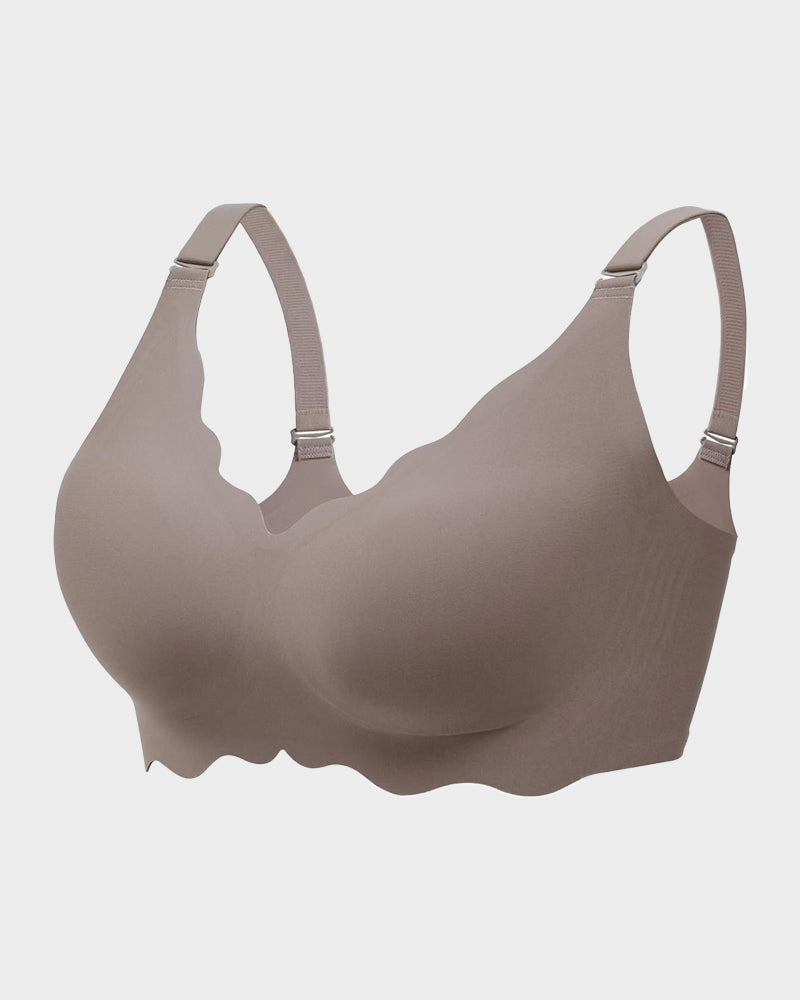 Soutien-gorge sans armatures en gel, couvrance totale et bords festonnés