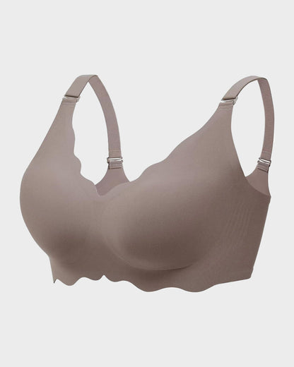 Soutien-gorge sans armatures en gel, couvrance totale et bords festonnés