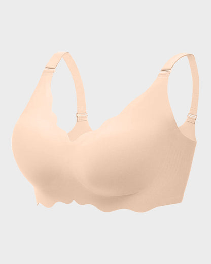 Soutien-gorge sans armatures en gel, couvrance totale et bords festonnés