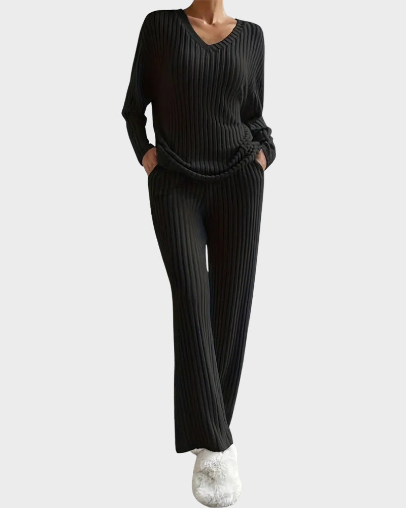 Soft V-Neck Two-Piece Lounge Set