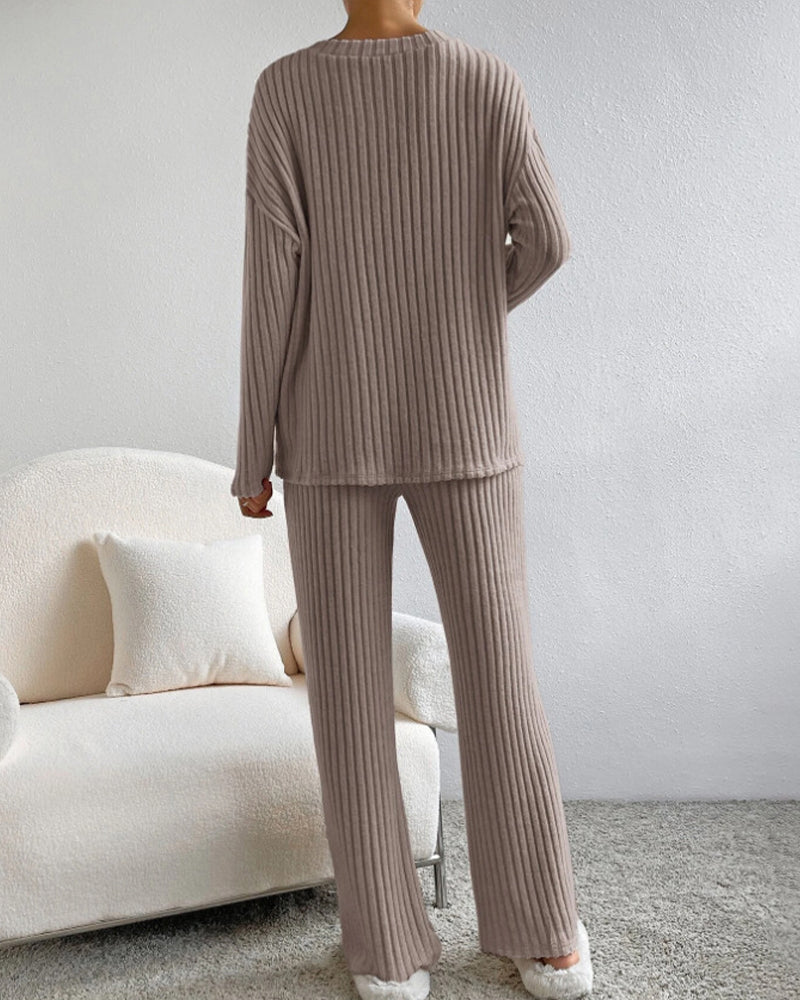 Soft V-Neck Two-Piece Lounge Set