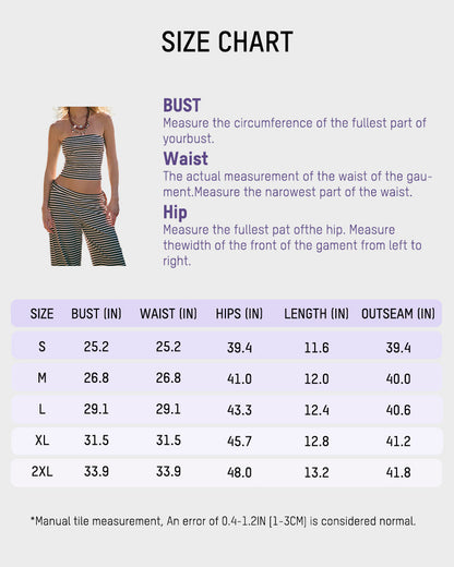 Striped Tube Top & Wide-Leg Pants Two-Piece Set